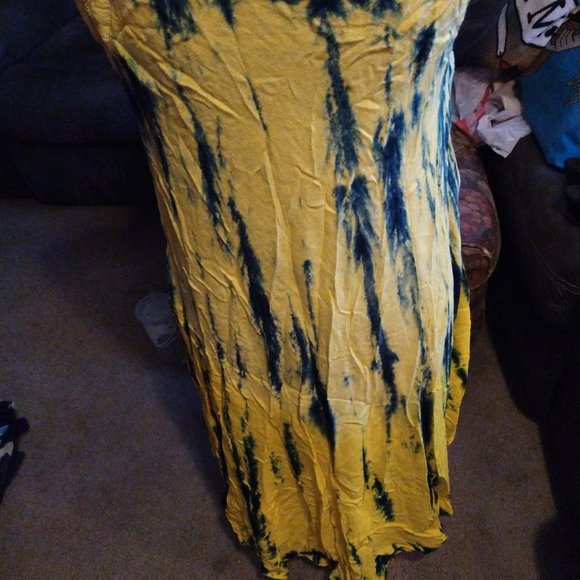 PAMS COLLECTION - SIZE FREE - HIGH LOW DRESS - YELLOW/BLUE - Picture 3 of 6
